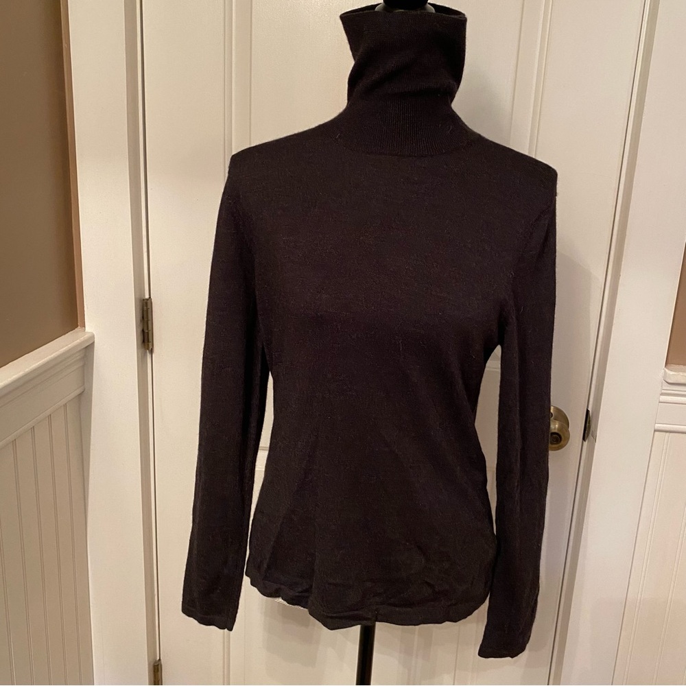 LANDS’ END SWEATER TURTLENECK DARK GRAY LONG SLEEVE WOOL BLEND SIZE S 6-8 - Picture 3 of 10